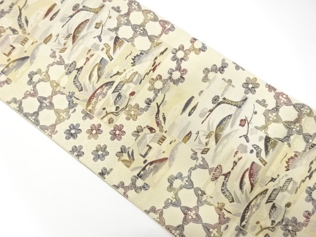 JAPANESE NAGOYA OBI / CHIKUZEN HAKATA / WOVEN CENERY OF COUNTRYSIDE